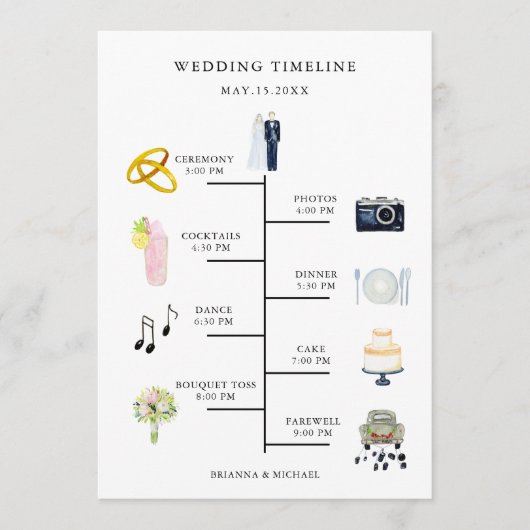Programme de chronologie du jour de mariage des ic (Devant)
