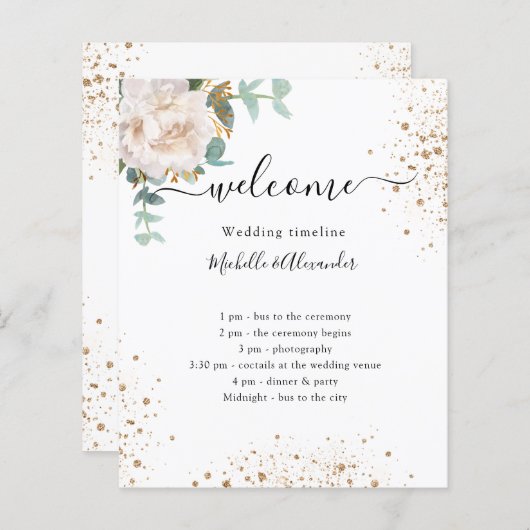 Programme de chronologie mariage eucalyptus floral (Devant / Derrière)