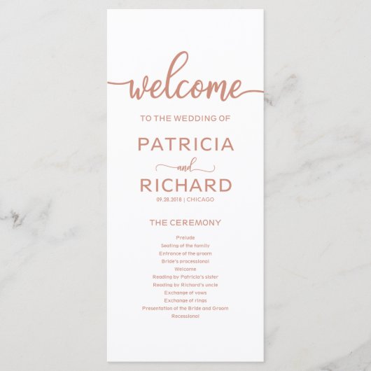 Programme de commande de Mariage Rose d'or (Devant)