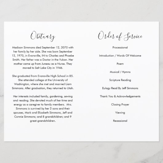 Programme de commémoration de l'ordre funéraire (Dos)