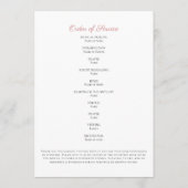 Programme de commémoration des funérailles florale (Dos)