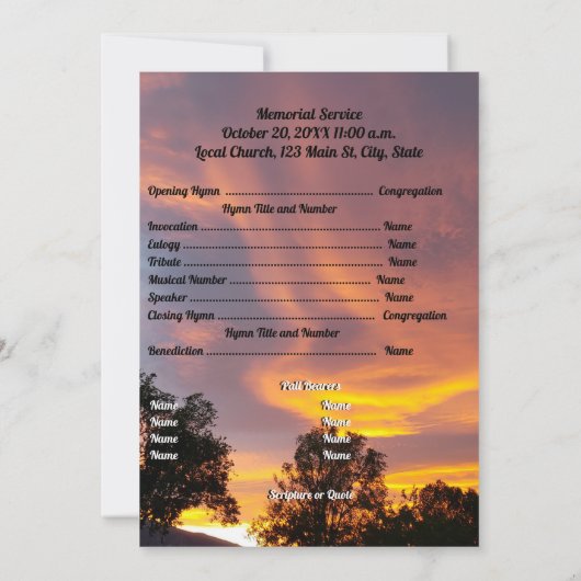 Programme de commémoration du coucher de soleil en (Dos)