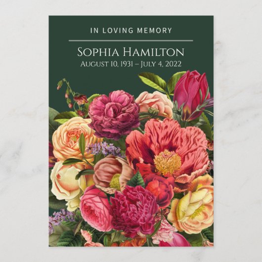 Programme de commémoration florale sur mesure (Devant)