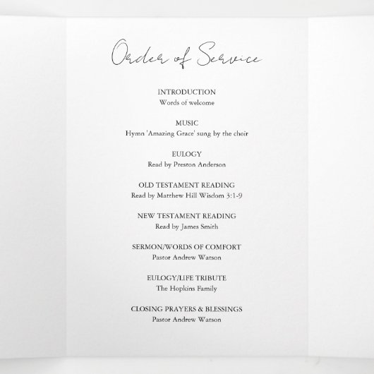 Programme de commémoration funéraire à trois volet (Intérieur au milieu)