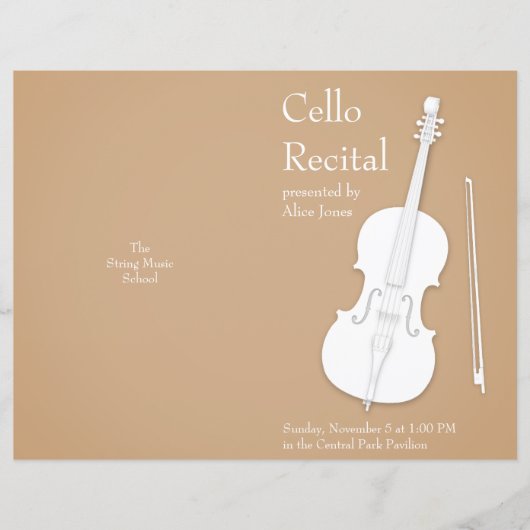 Programme de concert plié personnalisable Cello & (Devant)