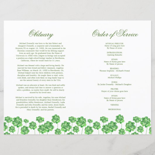 Programme de fermeture de l'ordre des funérailles  (Dos)