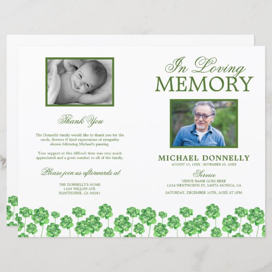 Programme de fermeture de l'ordre des funérailles (Devant / Derrière)