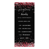 Programme de fête d'anniversaire Menu noir rouge (Devant)