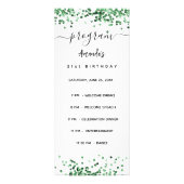 Programme de fête d'anniversaire Menu vert blanc (Devant)