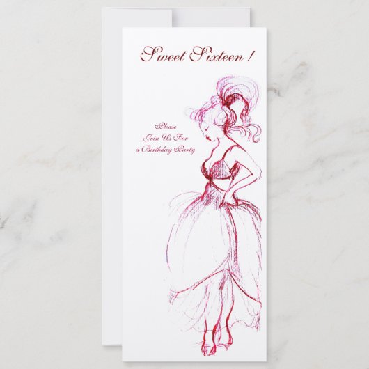 PROGRAMME DE FÊTE D'ANNIVERSAIRE SWEET 16 ROUGE RO (Devant)