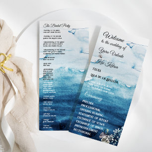 Programme de fête de mariage rustique océanique à