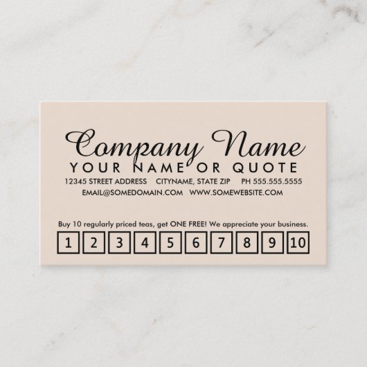 programme de fidélité à la maison de thé (Devant)