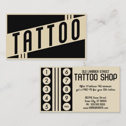 programme de fidélité tatouage rétro (Devant / Derrière)