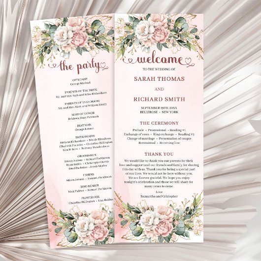 Programme de fleurs et de verdure en or rose intem