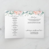 Programme de funérailles commémoratif floral rose (Intérieur)
