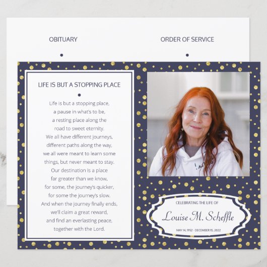 Programme de funérailles de la Marine Blue Gold (Devant / Derrière)