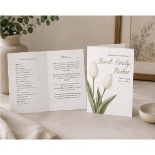 Programme de funérailles minimaliste Tulipes blanc