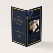 Programme de funérailles photo élégant floral bleu (Outside)