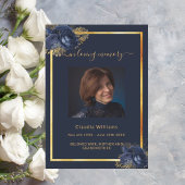 Programme de funérailles photo en or bleu marine f