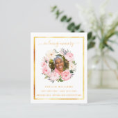 Programme de funérailles photo fleurs rose en or b (Debout devant)