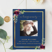 Programme de funérailles photo florale bleu marine