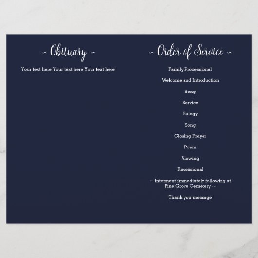 Programme de funérailles pour vétéran avec drapeau (Dos)