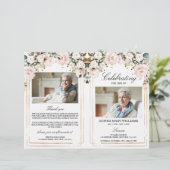 Programme de funérailles Roses floues | Ordre de s (Debout devant)