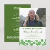 Programme de funérailles Trèfle Shamrock (Devant / Derrière)