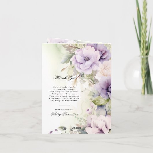 Programme de funérailles violettes de lavande | PH (Dos)