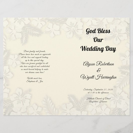 Programme de grande cérémonie Mariage des fleurs h (Devant)