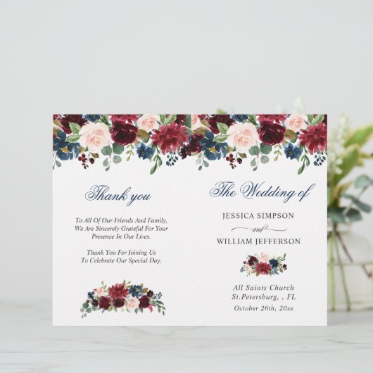 Programme de la cérémonie de Mariage Blue Blush de (Debout devant)