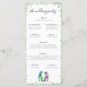 Programme de la cérémonie de mariage de la mariée (Dos)