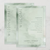 Programme de la cérémonie Serene Mint Watercolor (Devant / Derrière)