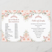 Programme de la Quinceanera florale Blush Ordre de (Dos)