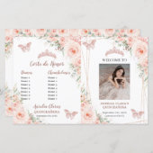 Programme de la Quinceanera florale Blush Ordre de (Devant / Derrière)