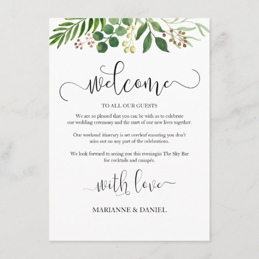 Programme de la réception de mariage avec une touc (Dos)