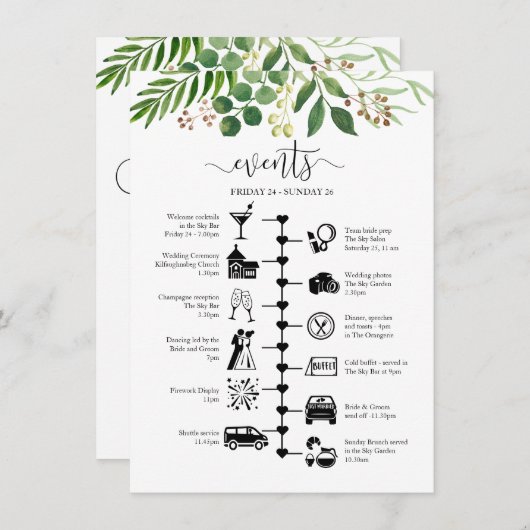 Programme de la réception de mariage avec une touc (Devant / Derrière)