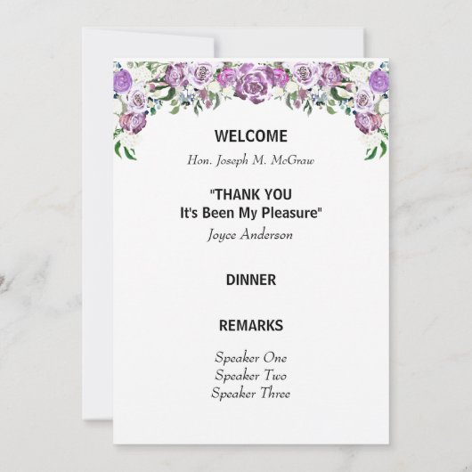 Programme de la Table de retraite Florale pourpre (Dos)