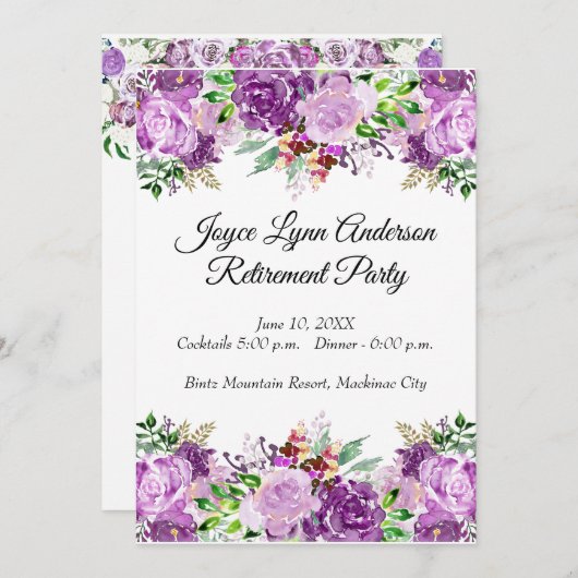 Programme de la Table de retraite Florale pourpre (Devant / Derrière)