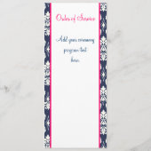 Programme de l'église mariage Hot rose Marine Blue (Dos)