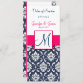 Programme de l'église mariage Hot rose Marine Blue (Devant / Derrière)