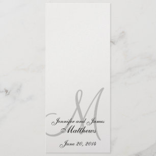 Programme de l'église mariage Monogramme Argent mé