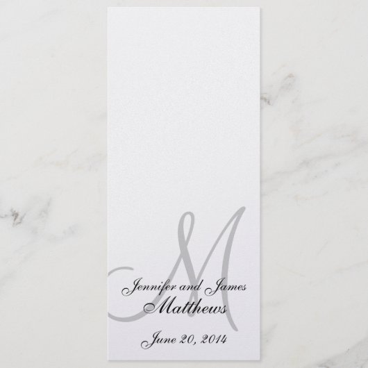 Programme de l'église mariage Monogramme Argent mé (Devant)