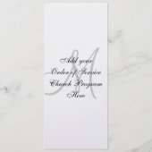 Programme de l'église mariage Monogramme Argent mé (Dos)
