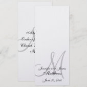 Programme de l'église mariage Monogramme Argent mé (Devant / Derrière)