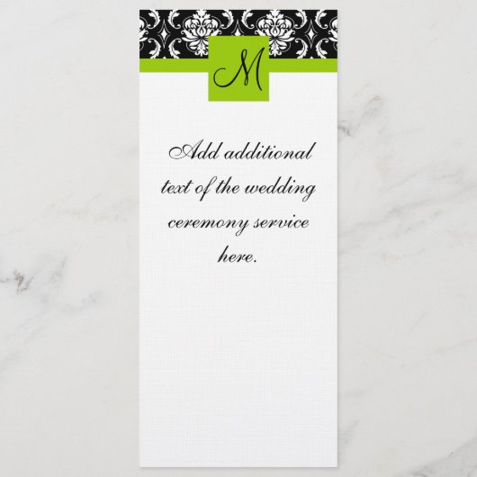 Programme de l'église mariage Monogramme Damask Gr (Dos)