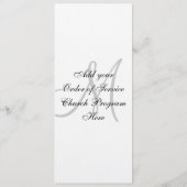 Programme de l'église mariage Monogramme Linge bla (Dos)