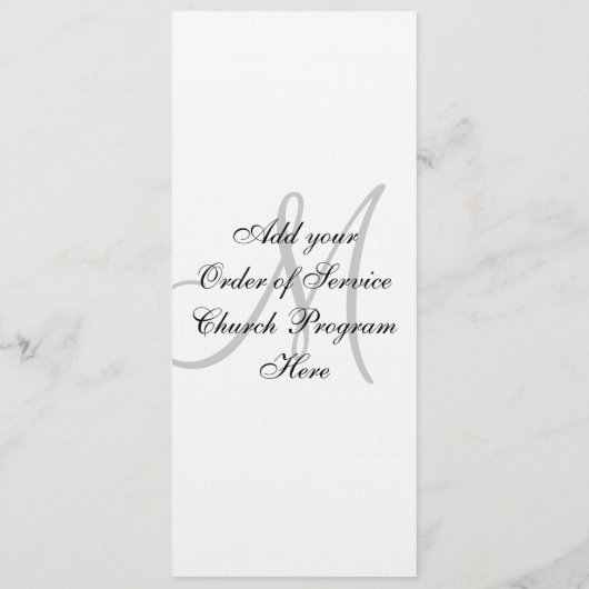Programme de l'église mariage Monogramme Linge bla (Dos)