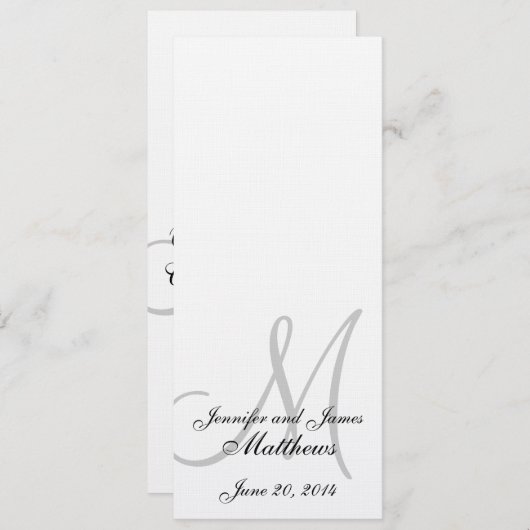 Programme de l'église mariage Monogramme Linge bla (Devant / Derrière)