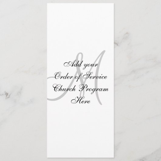 Programme de l'église mariage Monogramme noir et b (Dos)